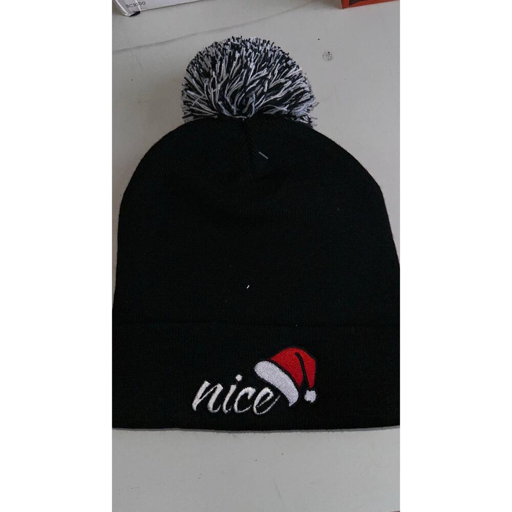 Naughty /Nice Winter Beanie One Size - Picture 3 of 5